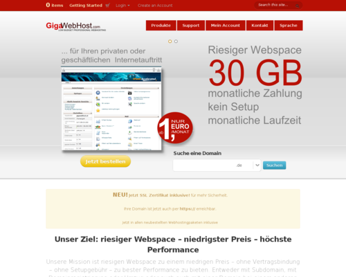 GigaWebHost Screenshot