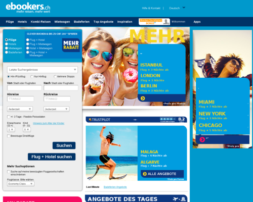 ebookers.ch Screenshot