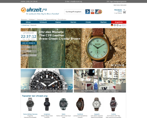 uhrzeit.org Screenshot