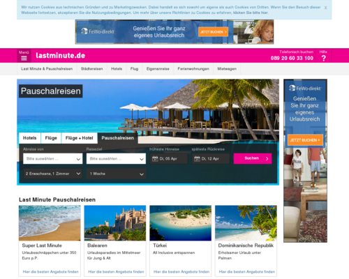 lastminute.de Screenshot