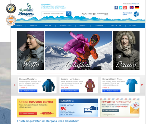 Bergans Shop Screenshot
