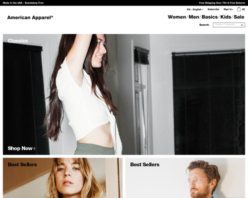 American Apparel Screenshot