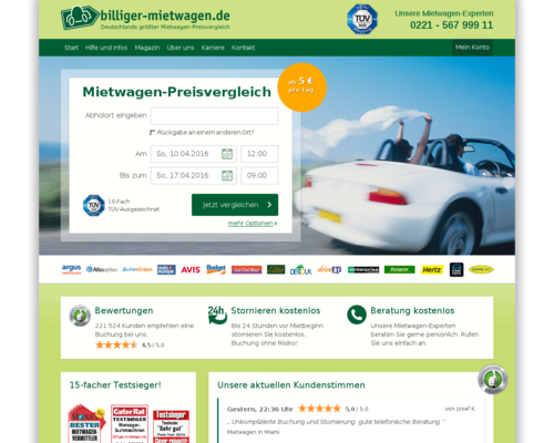 billiger-mietwagen Screenshot