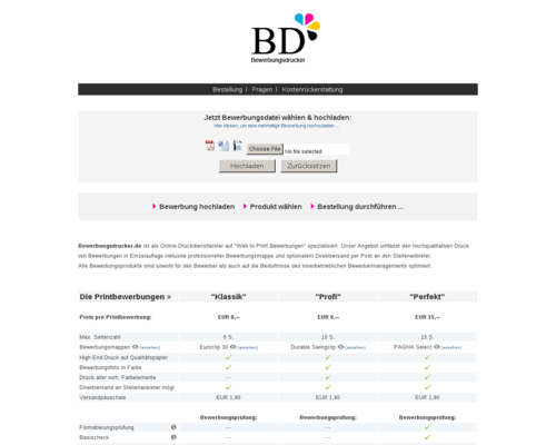 Bewerbungsdrucker Screenshot