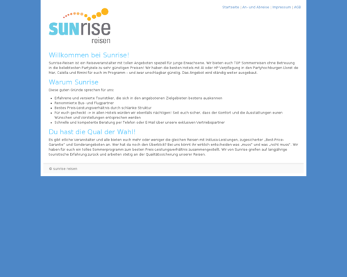 Sunrise Jugendreisen Screenshot