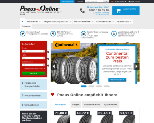 Pneus Online Screenshot