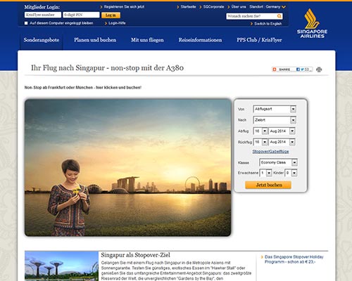 Singapore Airlines Screenshot