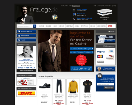 Anzuege.de Screenshot