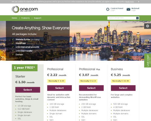 One.com Schweiz Screenshot