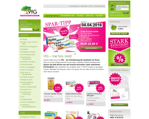 VfG Versandapotheke Screenshot