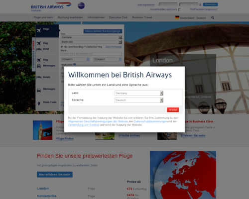 British Airways Screenshot