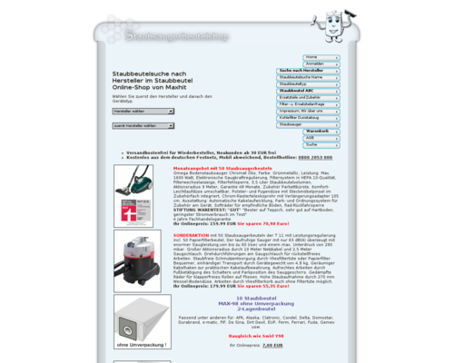 Staubsaugerbeutelshop Screenshot