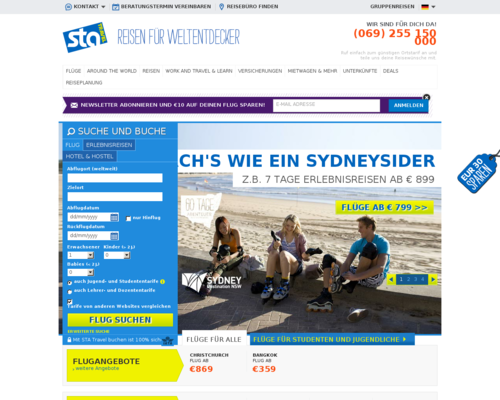 STA Travel Screenshot