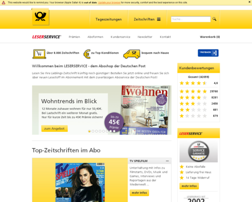 Leserservice Screenshot