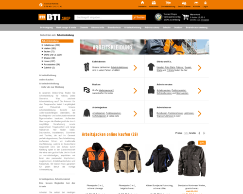 BTI Arbeitskleidung Screenshot