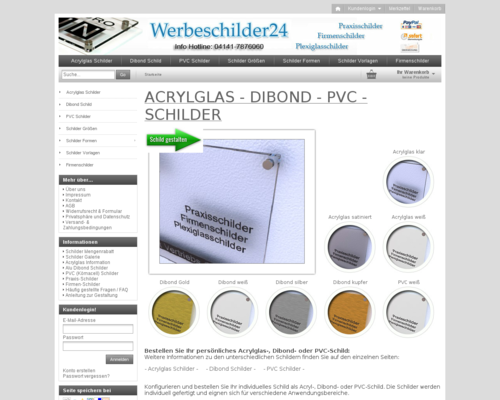 Werbeschilder24 Screenshot