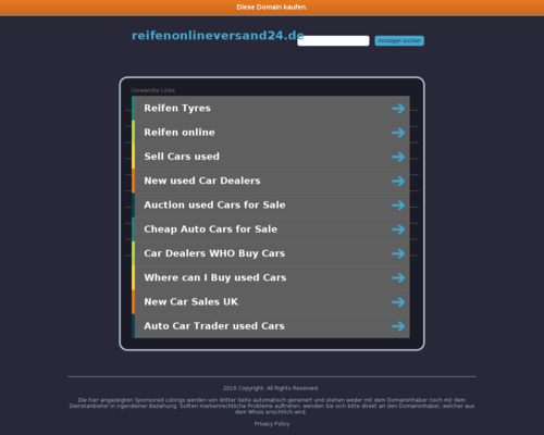 Reifenonline Versand Screenshot