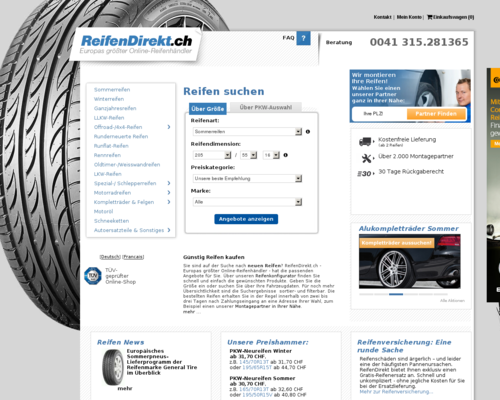 ReifenDirekt.ch Screenshot
