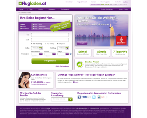 Flugladen.at Screenshot