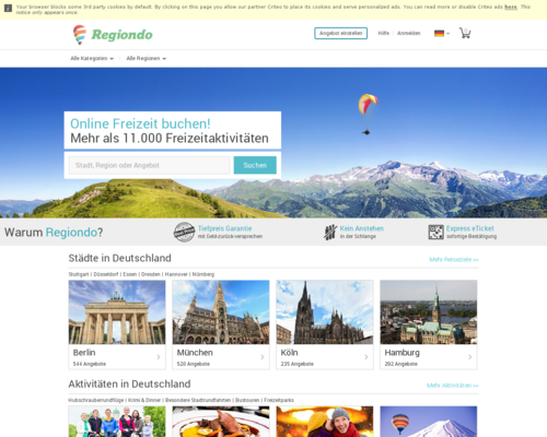 Regiondo Screenshot