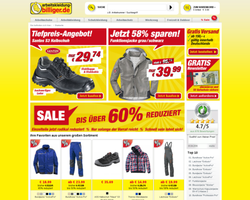 Arbeitskleidung Billiger Screenshot