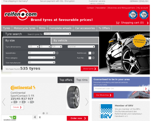 Reifen.com Screenshot