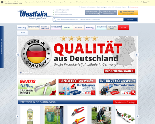 Westfalia-versand.at Screenshot