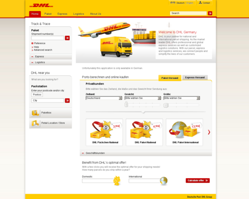 DHL Screenshot