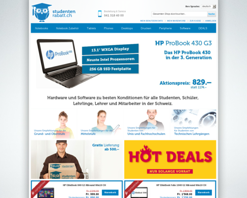 Studentenrabatt.ch Screenshot
