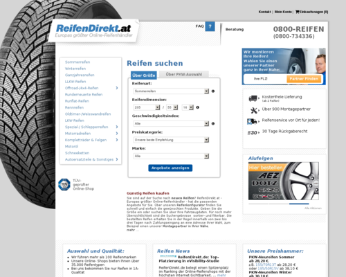 Reifendirekt.at Screenshot
