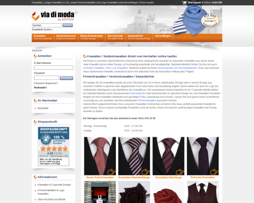 Krawatten ViadiModa Screenshot