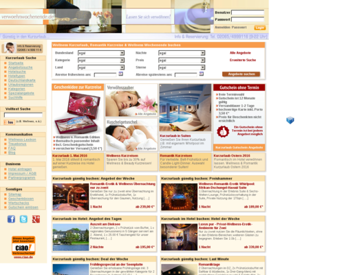 verwoehnwochenende.de Screenshot